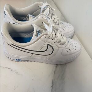 Men Nike Air Force one size 9White and Blue Nike Sneakers